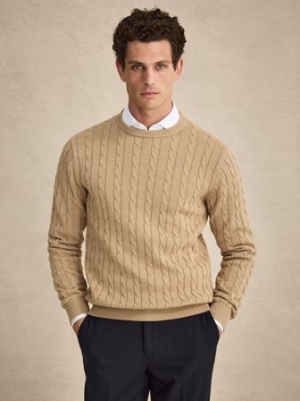 John Henric Men's Camel Pullover Regular Fit Size XL