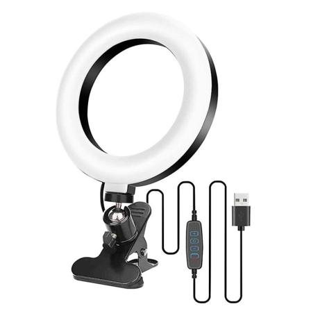 6 .3 LED Ringlampe Dæmpbar Ringlys Selvbillede Optagelseslys Ringlampe Stativ Hvid 16x16cm White 16x16cm