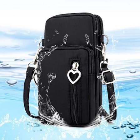 Mobilväska Dam Plånbok Axelväska Crossbody Svart