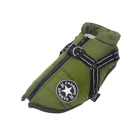 Stor Hundjacka med Sele Vinter Varm Hundkläder Vattentät