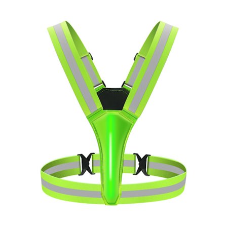 LED reflexväst, USB-uppladdningsbar, justerbar midja/axel - Grön_tfrf