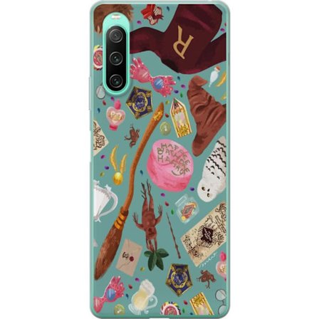 Yhteensopiva Puhelinkuori Sony Sony Xperia 10 IV Maaginen kuvaus velhon sauva, hatun ja mielikuvituksellisten esineiden kanssa leikkisässä satumaise