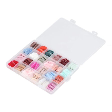 576 st Press On Coffin Lösnaglar Glansig Full Täckning Färgblandning Olika Storlekar Ballerina Falska Naglar