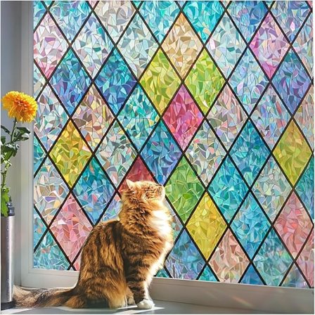 Beautysaid Regnbue Privatlivs Vinduesfilm: Farvet Glas, Frostet Vinduesfilm Uden Lim, Statisk Hæftende Film (Multifarvet, 44,5 x 200 cm)