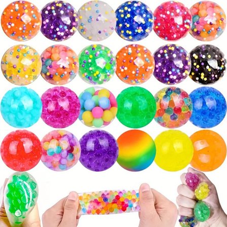 24 stk. Stressbolde, Squishy Squeeze Bolde Bulk Fidget til Voksne, Squishy Bolde Relax Bolde, Stressbolde til Voksne Stil Tilfældig