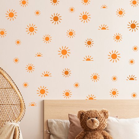 1 set mini sol väggdekaler Retro söt väggdekaler Boho Orange D