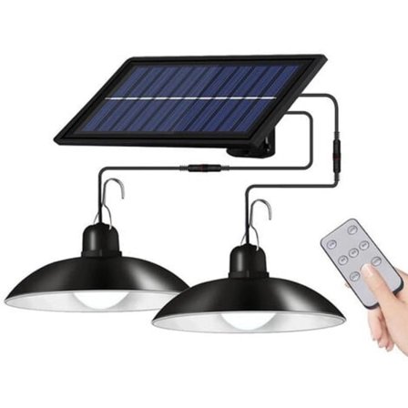 Solcellelamper, Dobbel Solcellelampe Innendørs Utendørs LED Hengelampe med Fjernkontroll, for Hage Hagegang Gangvei