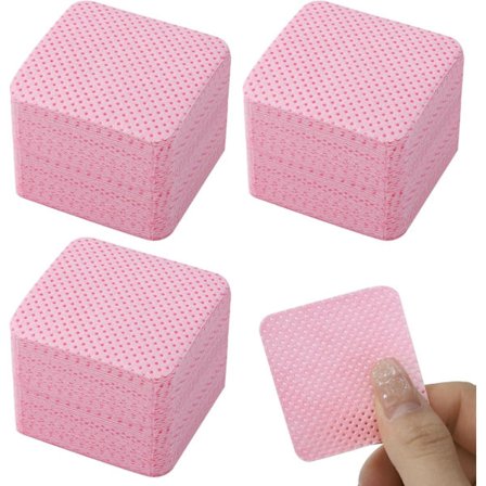 300 stk. fnugfri gel negle vatrondeller, rense- og affedtningsservietter til semi-permanent neglelak - Pink