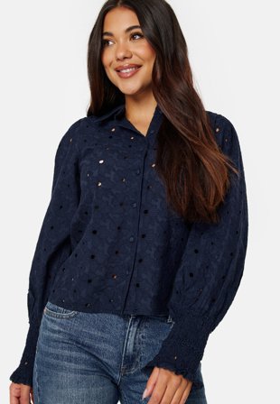 YAS Surio LS Shirt Dress Blue Klær