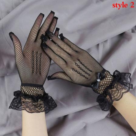 Damehansker Mesh Fishnet Hansker Blondevotter Full Finger Blonde Black style 2