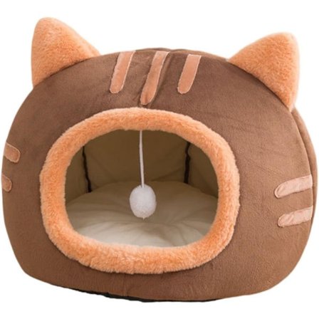Fluffy hunde-/katteseng, hunde-/katteseng, vinterdyrehus med antiskli – brun/grå/rosa hunde-/katteseng (brun) Brun