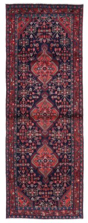 Hamadan Teppich Orientalischer Läufer Schwarz/Dunkelrot (Wolle, Persien)