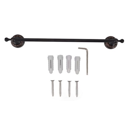 Elegant Retro Kobber Håndklædeholder 50 cm Robust Håndklædeholder med Skruer og Unbrakonøgle til Hjemmekøkken Sort