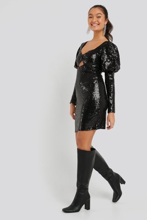 Trendyol Minikleid mit Pailletten - Silvester Kleidung - Schwarz - EU 36