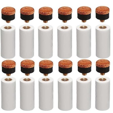 12 set 12MM biljard pool kö tips mässing skruv ersättningstips med pool kö hylsa Kompatibel med snooker pool köer