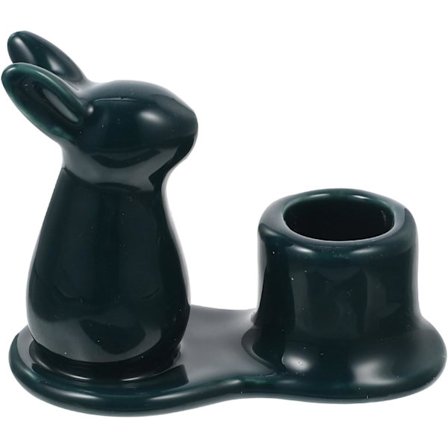Porselenskanin Lysestake Påske Keramisk Kanin Lysestake Påske Lysestake Holder Kanin Figurer Egg Cup Holder, mørkegrønn
