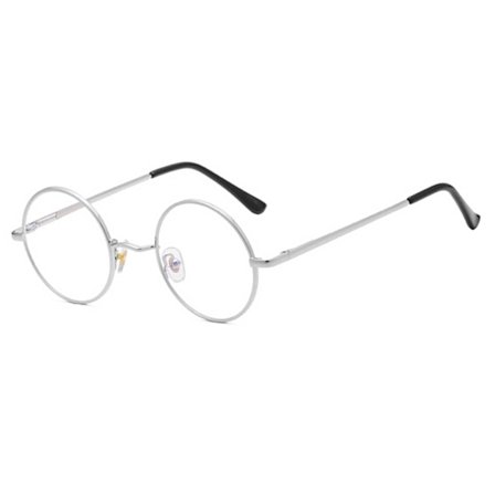 Runde metalcomputerbriller med blåt lysfilter uden styrke sølv