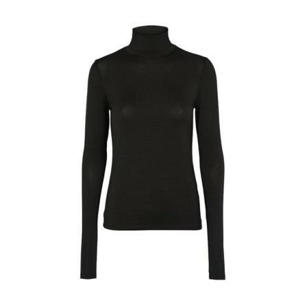 Basic Apparel Joline T-neck Sort, Dame Langærmet