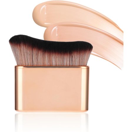 Brun-utan-sol, Självbrunande borste, Portabel ansikts- och kroppsborste Självbrunande applikator för brun-utan-sol mousse Kabuki Foundation (Roséguld)