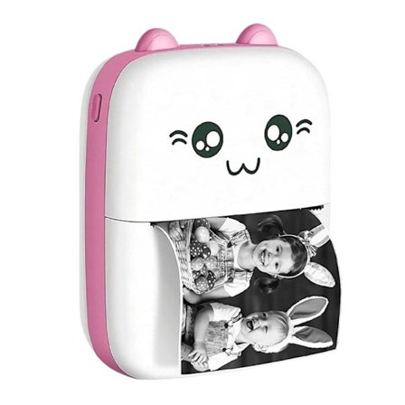 Termisk skrivare - AVIZAR - Modell Cat - Bluetooth - 200dpi - Bärbar Vit/Rosa