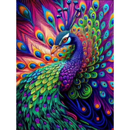 5D timanttimaalaus aikuisille 30x40cm - Peacock Diamond Art