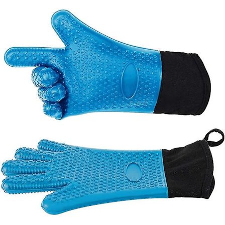 Ugnsvantar Värmebeständiga Silikon Ugnshandskar, Extra Lång Halkfri Silikon Och