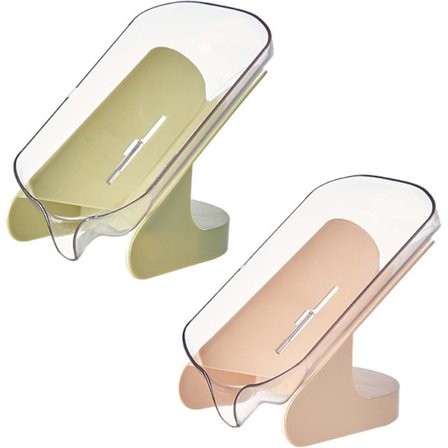 2-pakning plast såpeskåler med dreneringshull, sklisikker såpeholder for bad for svamper, egnet for bad og kjøkken (grønn og gul)