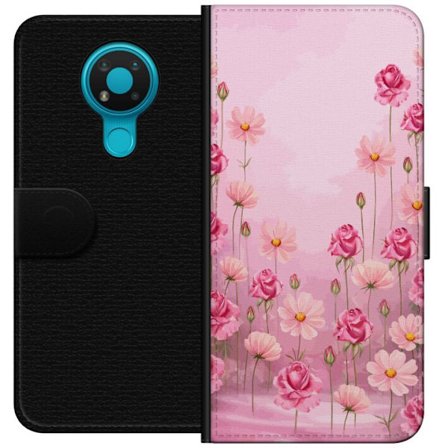 Kompatibel Tegnebogsetui til Nokia 3.4 Petal Reverie Soft Blush