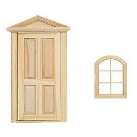 2 stk. Dukkehus Indretning Miniature Trædør Vinduesindretning DIY Dukkehus Tilbehør