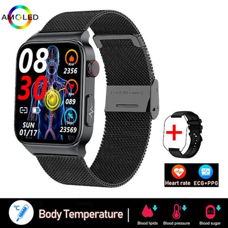 Ny EKG+PPG Smartwatch Män Laserbehandling av Hypertoni Hyperglykemi Hyperlipidemi Hjärtfrekvens Hälsosam Sport Smartwatch för Män