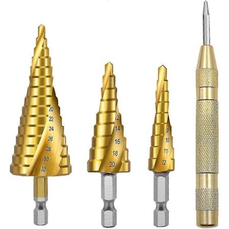 Metal Trinborebit Metalplade C-bit med sekskantet skaft Stanseværktøj 4 stk. Stål Trinborebit