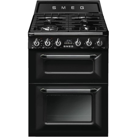 Smeg TR62BL 60 cm Victoria kaasuliesi kahdella uunilla, Musta