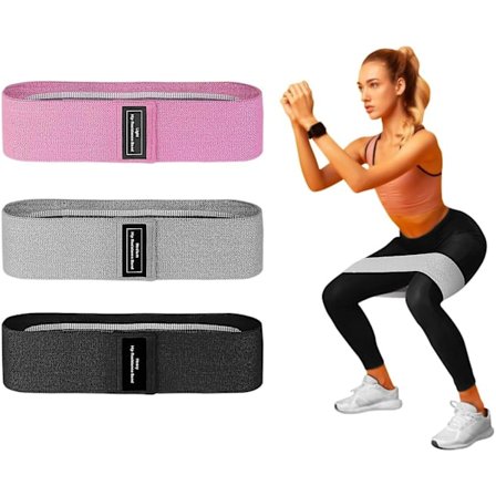Sett med stoffmotstandsband (3 pakker), Booty Workout Fitness Band for Booty Building, 3 forskjellige motstandsnivåer Pilates Band for Booty Building