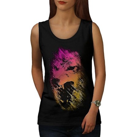Wolf Colorful Face Women Blacktank Top