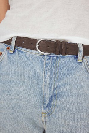 Premium Selection Ceinture ovale en daim à boucle - Ceintures - Marron - S / M