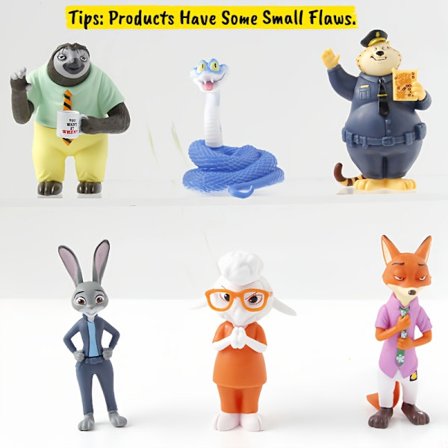 6 stk. Disney Zootopia Nick & Judy Samlefigurer | Kreativ bil hjem rom skrivebord ornament, ideell gave til bursdag jul Valentinsdag...