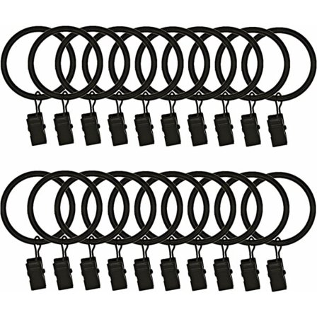 Set med 20 gardinklämmor 3,0 mm x 25 mm Svart