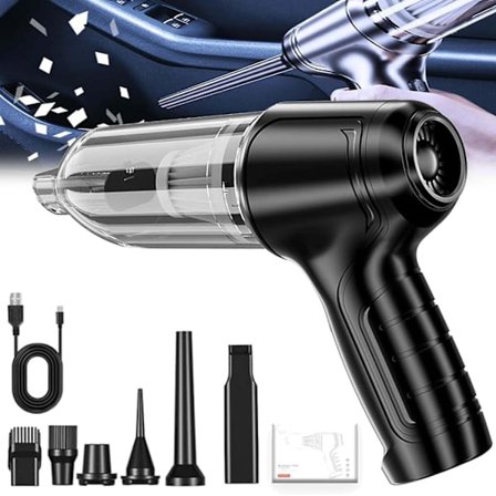 SQCLV Airify Bærbar Ledningsfri Bilstøvsuger, Håndholdt Bilstøvsuger Høj Effekt 12000PA, Våd og Tør Mini Ledningsfri Vortex Støvsuger Bil til Bil, 