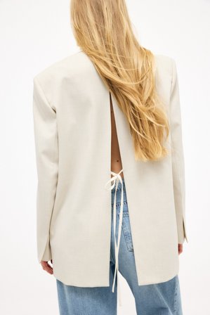 NA-KD Blazer oversize à dos ouvert - Blazers Longs - Beige - EU 34