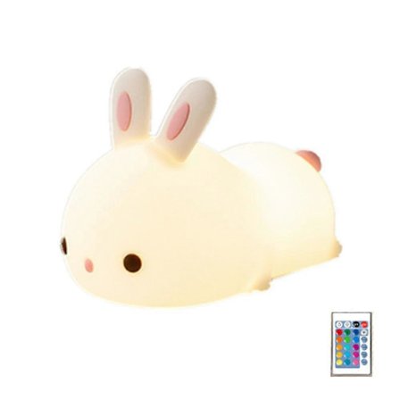 Kanin Nattlys, Baby Nattlys, Oppladbart Nattlys for Barn, Baby Touch LED Nattlys, Bærbar Silikon Nattlys for Jente Gutt Voksen, Baby Gi