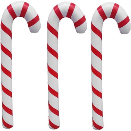 3 stk. 87 cm Juleoppblåsbar Sukkertøystang Oppblåsbar Juledekorasjon for Julebursdagsfestutstyr (Rød og Hvit)