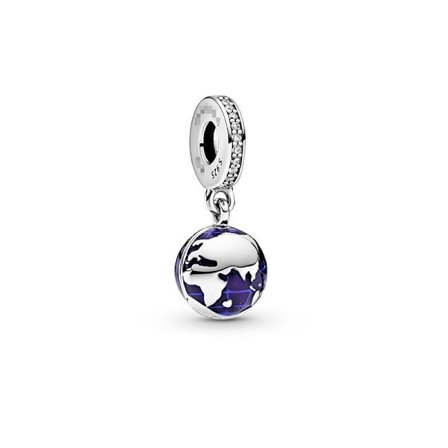 Pandora - S925 Moments World Globe Dangle Charm - Sterlingsølv