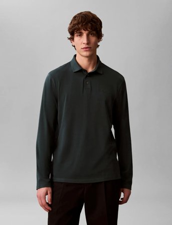 Calvin Klein Ls Supima Cotton Solid Polo - Green - S
