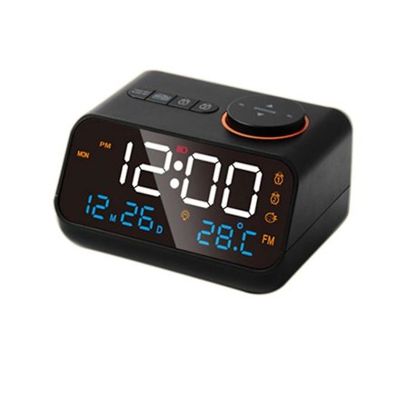 Alarmklokke med radio LED digital klokke Dual USB-lading sovetimer 12/24 timers slumre vekkeklokke