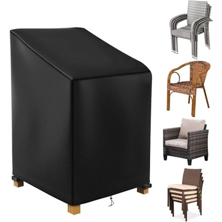 Stabelbar Have Stol Betræk 70x70x85/125cm, 420D Oxford Vandtæt Udendørs Stol Betræk, Have Stol Beskyttelseshus, Have Stol Presenning, Sort