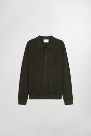 Navi Polo Cardigan Herr Grön Bomull