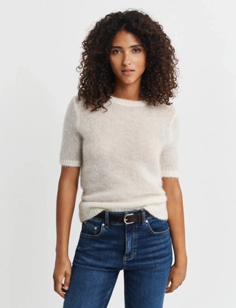 GANT Mohair Blend Ss C-Neck - Cream - L