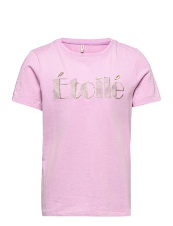 Kmgjenka Reg S/S Emb Top Box Jrs Pink Kids Only