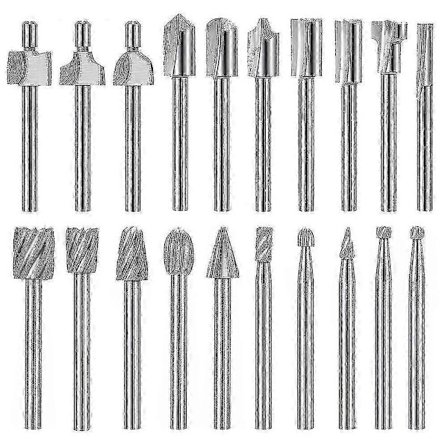 Graveringsfræsersæt til Dremel - 20 stk. HSS karbid sæt 3 mm skaft