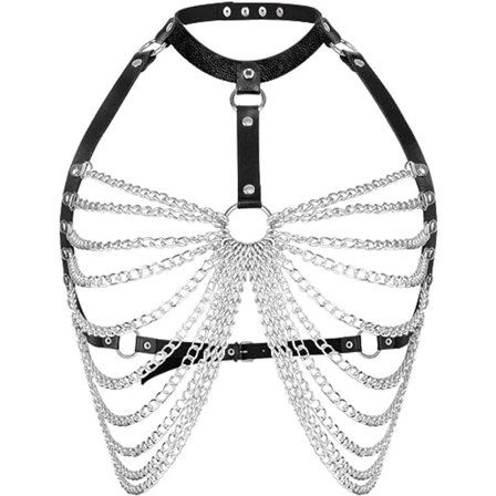 Punk Lærkjedebelte Svart Lagdelt Kroppskjede Smykker Tilbehør